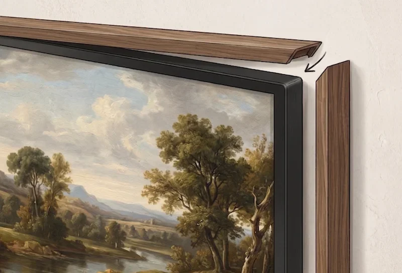 Hang the bezel on the Samsung Frame TV