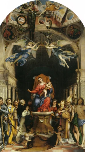 Altarpolyptych of San Bartolomeo, Bergamo, Main Panel: Enthroned Madonna with Angels and Saints