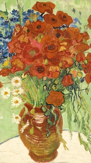 Vase with Cornflowers and Poppies