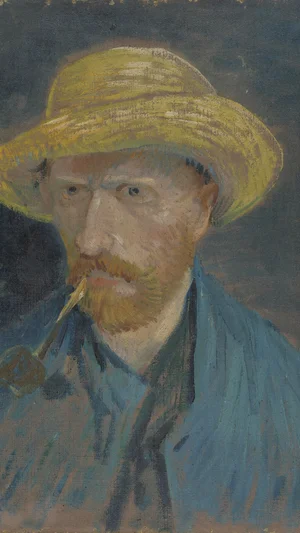 Self-Portrait with Straw Hat and Pipe