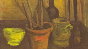 Still Life with Paintbrushes in a Pot