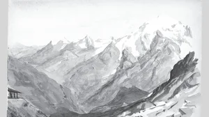 Ortler Spitz from Summit of Stelvio Pass (from Switzerland 1869 Sketchbook)