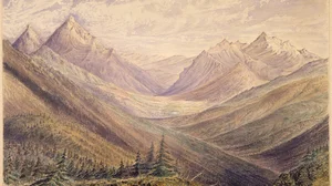 Kishnehehna Mountain and Kishenehn Pass from summit of Pass looking South