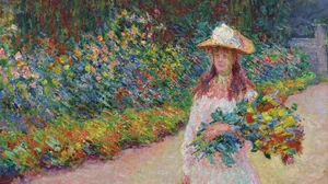 Claude monet jeune fille dans le jardin de giverny)