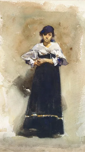 Young Woman with a Black Skirt