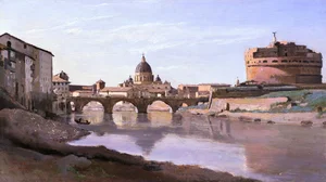 View of Rome: The Bridge and Castel Sant'Angelo with the Cupola of St. Peter's