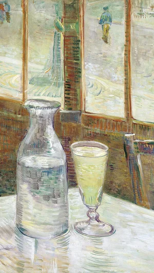 Café table with absinth