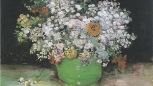 Bowl with Zinnias and Other Flowers