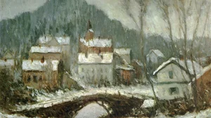 Sandvika Village in the Snow