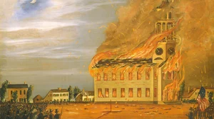 Burning of Old South Church, Bath, Maine