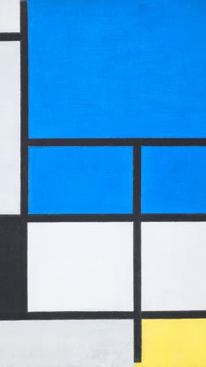 Composition with Large Blue Plane, Red, Black, Yellow, and Gray
