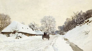 A Cart on the Snowy Road at Honfleur