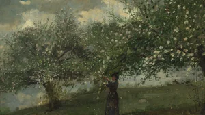 Girl Picking Apple Blossoms