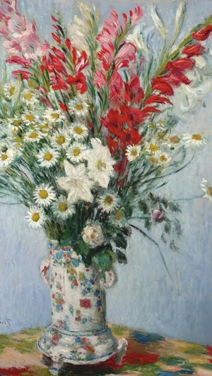 Bouquet de glaïeuls, lis et marguerites