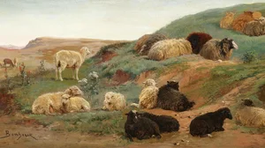 Sheep in a Mountainous Landscape
