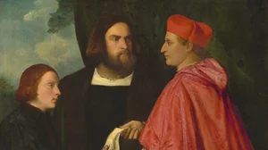 Girolamo and Cardinal Marco Corner Investing Marco, Abbot of Carrara, with His Benefice