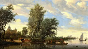 River Landscape with Ferry