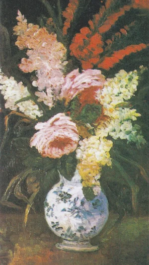 Vase with Gladioli and Lilac