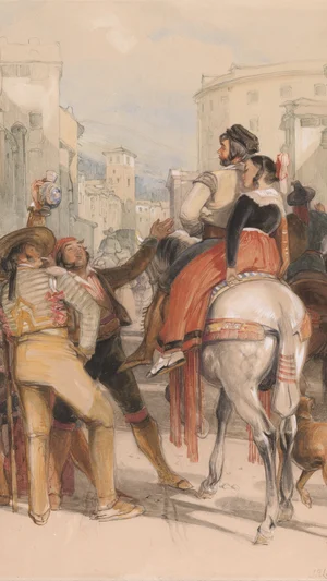 A Street Scene in Granada on the Day of the Bullfight