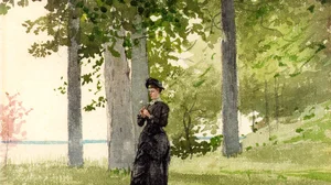 花を持つ女