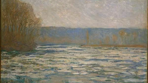 Ice breaking up on the Seine near Bennecourt