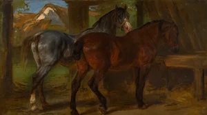 Two Horses in a Stable