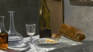 Still Life with Bottle, Carafe, Bread and Wine