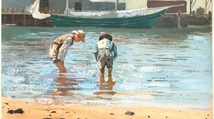 水遊びをする少年たち