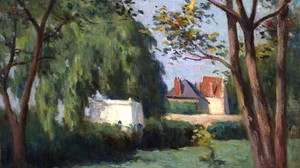 Country Scene with Three Houses and Trees