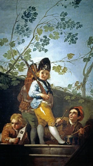 Boys playing soldiers