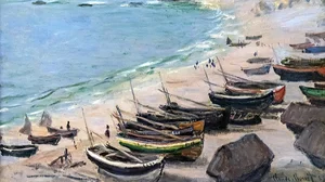 Boats on the beach at Etretat