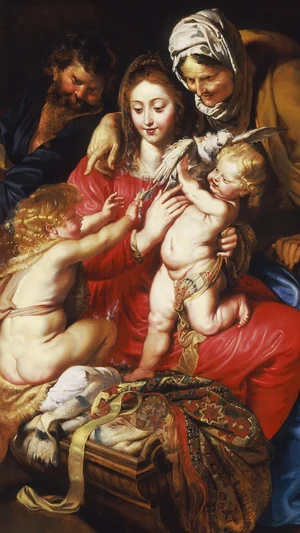 La Sainte Famille avec sainte Élisabeth, saint Jean et une colombe