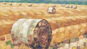 Field with Wheat Stacks