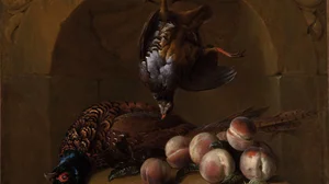 Still Life with Red Partridge, Pheasant, and Peaches