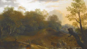 Pony Cart Crossing a Woodland Brook