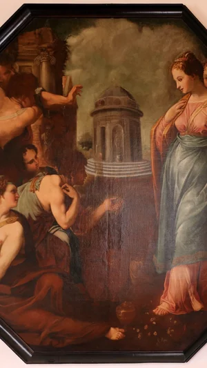 Mythological Scene with Temple and Figures