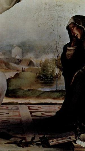Saint Catherineof Sienareceivingthestigmatabetween Saints Benedictand Jerome(detail)