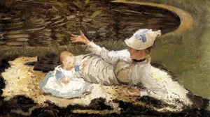 Mrs. Newton with a Child by a Pool