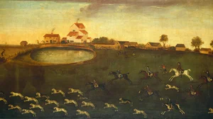 Hunting Scene with a Pond