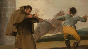 Friar Pedro Shoots El Maragato as His Horse Runs Off