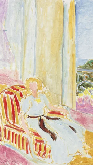 Young Girl in a White Dress, Sitting by the Window