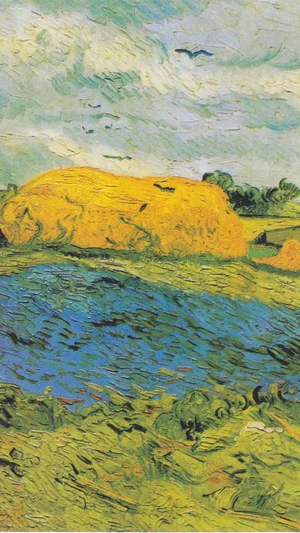 Haystacks under a Rainy Sky