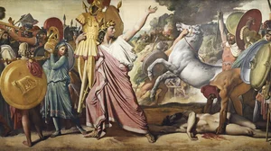 Rómulo, conquistador de Acron, transportando os spolia opima ao Templo de Júpiter