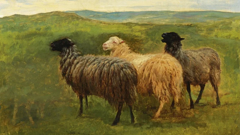 Rosa Bonheur — Three Sheep in a Landscape