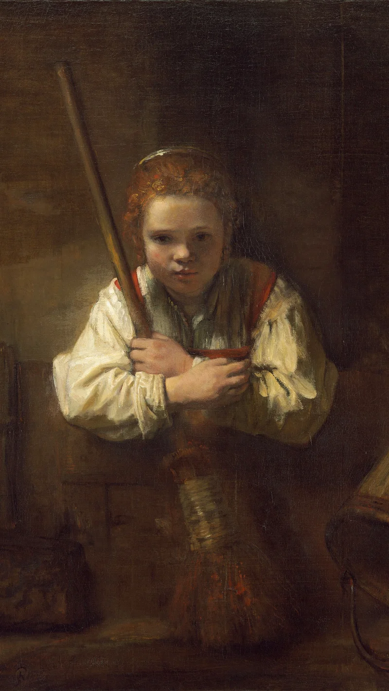 Rembrandt van Rijn — A Girl with a Broom