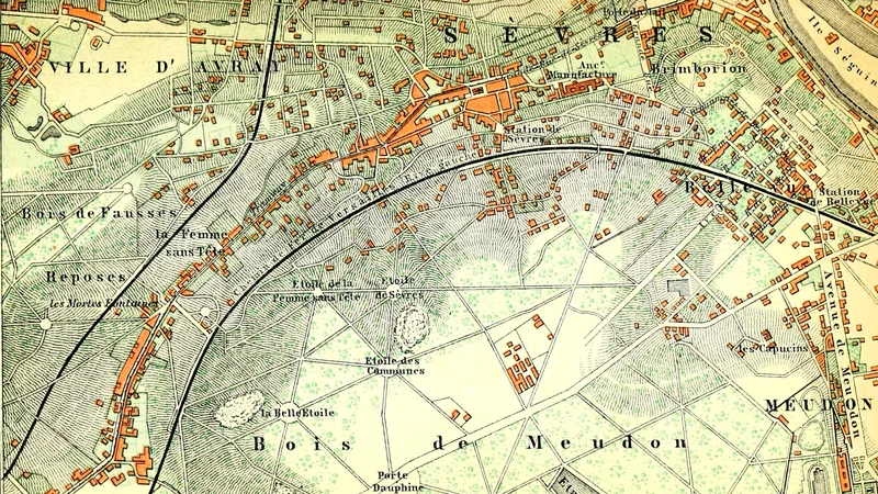 Karl Baedeker — Map of the Bois de Meudon, Paris and Environs