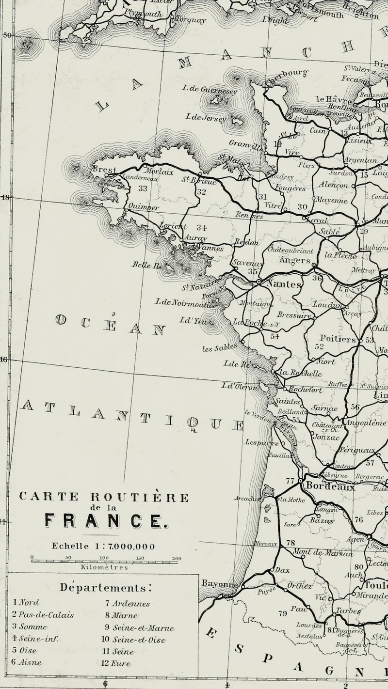 Karl Baedeker (Firm) — Road Map of France from Baedeker's Paris and Environs