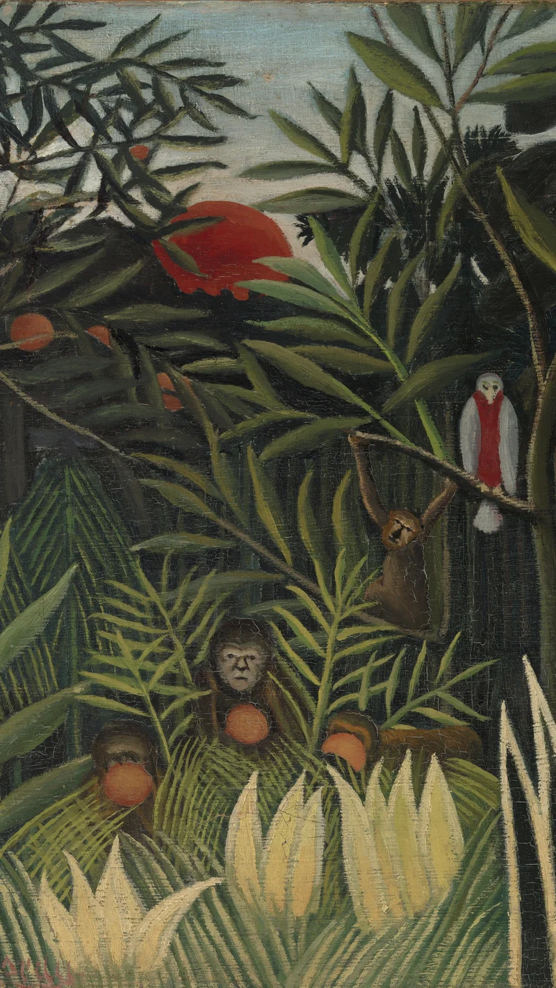 Henri Rousseau — Singes et perroquet dans la forêt vierge