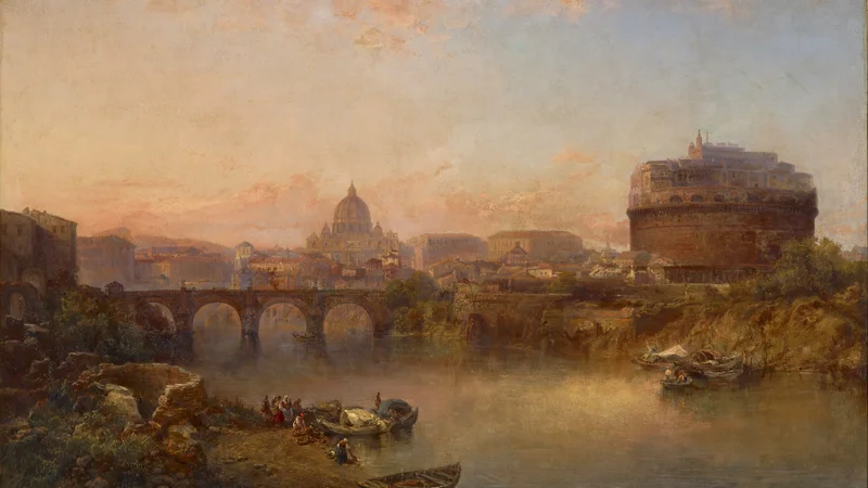 George Loring Brown — Sunset on the Tiber, Rome