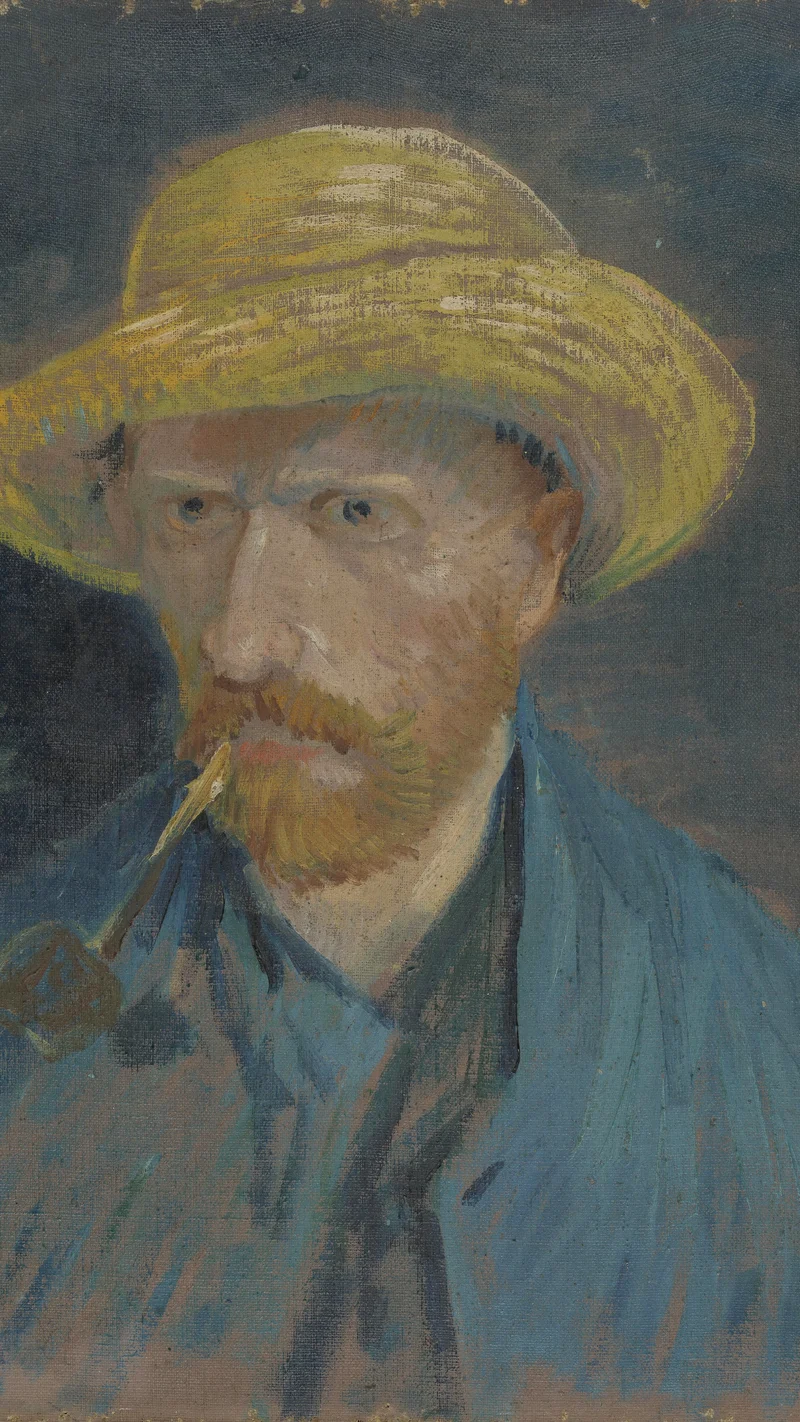 Vincent van Gogh — Self-Portrait with Straw Hat and Pipe